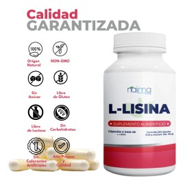 L-Lisina 1074 mg por porción (2 cápsulas) | 200 cápsulas de aminoácido esencial puro, ideal para apoyo muscular, recuperación, rendimiento deportivo, salud ósea e inmunidad.