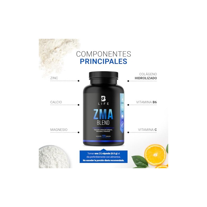 Mezcla Zinc Magnesio Vitamina Colágeno Hidrolizado Calcio 150 Cápsulas Ingredientes