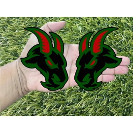 Badge Addictz Angry Goat Green on Black Red Eye & Horns Emblem Badge Car or Truck 2 Badges