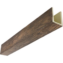 Ekena Millwork 3 1/2"W x 5 1/2"H x 96"L 3-Sided (U-Beam) MENA HeritageTimber Faux Wood Ceiling Beam, Kona Brown