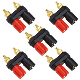 eMagTech 5pcs Dual Speaker/Amplifier Plum Blossom Terminal Block 4mm Double Female Banana Sockets for Speaker Wiring Amplifier Terminals