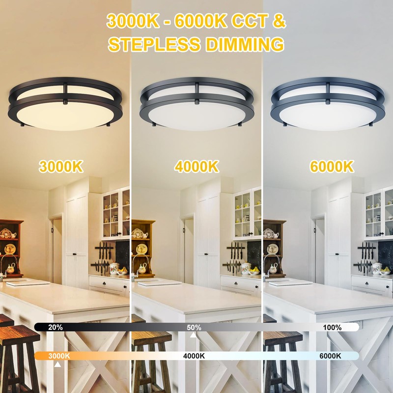 Kalium LED Ceiling Light with Remote 16 Inch Flush Mount