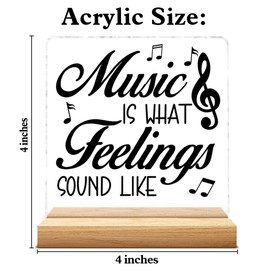 Music Is What Feelings Sound Like Clear Acrylic Desk Decorative Sign Desk Decor, Gifts for Music Teacher Musicians