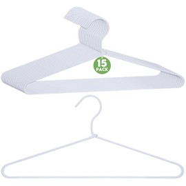 GlikCeil 15 Pcs Fabric Wrapped Metal Hangers Covered Wire Hanger Metal Coat Hangers Non Slip for Clothes Closet Clothing Suit Shirt Pant (White)