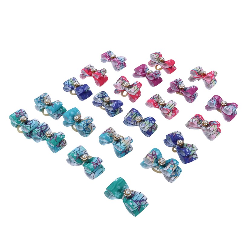 22pcs Pet Bowknot Rubber Bands Cute Colorful Dog Grooming Hair