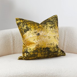 THE-TINOART Yellow Throw Pillow Covers Reversed Velvet Accent Throw Pillow Cover Decorative Pillow for Couch Sofa Living Room Bedroom Car 24 x 24inches 1Piece