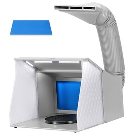 VIVOHOME VIVOHOME Dual Fans Airbrush Paint Spray Booth with 4 LED Lights Turn Table and Filter Hose, Portable Airbrush Booth for Painting Model Craft