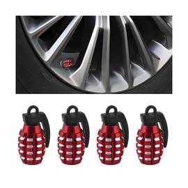 Sandfren 4PCS Car Tire Valve Stem Cap, Waterproof Dustproof Vehicle Wheel Stem Cover, Aluminum Alloy Automotive Tyre Air Pressure Dust Caps Decorative Accessories, Universal Fit (Red)