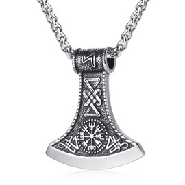 WESTMIAJW Viking Jewellery for Men Norse Axe Amulet Pendant Necklaces Chain Jewellery 60cm