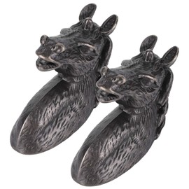 2 Sets Modern Stylish Cabinet Handles Zinc Alloy Waterproof Horse Head Pull Kitchen Wardrobe Drawer Door Knob 1.6 x 2 x 0.6in(Black coffee)