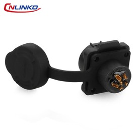 CNLINKO LP-12 Industrial Waterproof Connector IP68 Circular Connector Quick Plugging Aviation Connector PBT Plastic Shell Connector Fast Release Connector M12 2-8 Pin Flange Socket (6 Pin)