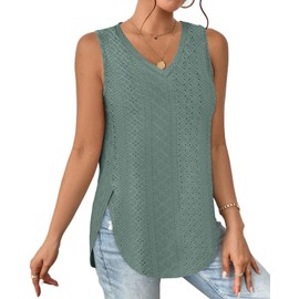 Cute Tops for Women Sleeveless Casaul Soft Loose Stretchy Tank Tops Green XL
