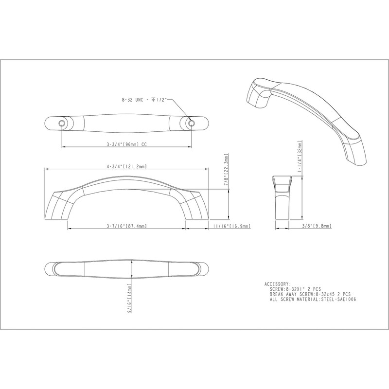 Aiden 4-7/8" Overall Length Cabinet pull 993-96DBAC