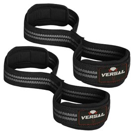 VERSAL Weight Lifting Straps Figure 8 Lifting Straps Neoprene Padded Wrist Support Gym Straps Heavy Duty Weightlifting Deadlift Straps for Powerlifting Fitness Training Workout (Grey/Black)