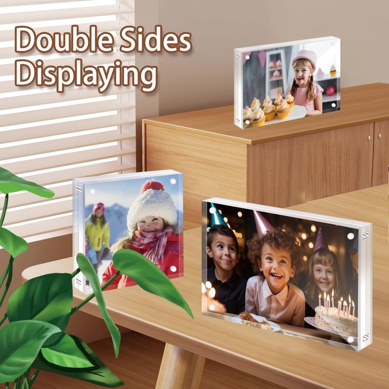 YMYKLB Acrylic Picture Frame, 5x5 Inch Acrylic Photo Frames Horizontal