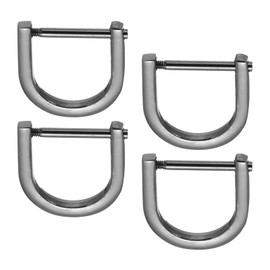 PATIKIL 13/16" D-Rings Screw in Shackle, 4 Pcs Horseshoe U Shape D Ring Zinc Alloy Semicircle Buckles Replacement for Purse Keychain Collar Accessories Craft, Black