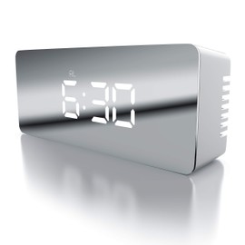 CSL - LED Digital Alarm Clock with Temperature Display - Travel Alarm Clock - Indoor Temperature Display - Snooze Function - 12-24 Hours Format - Night Mode - 2 x Brightness Levels - White