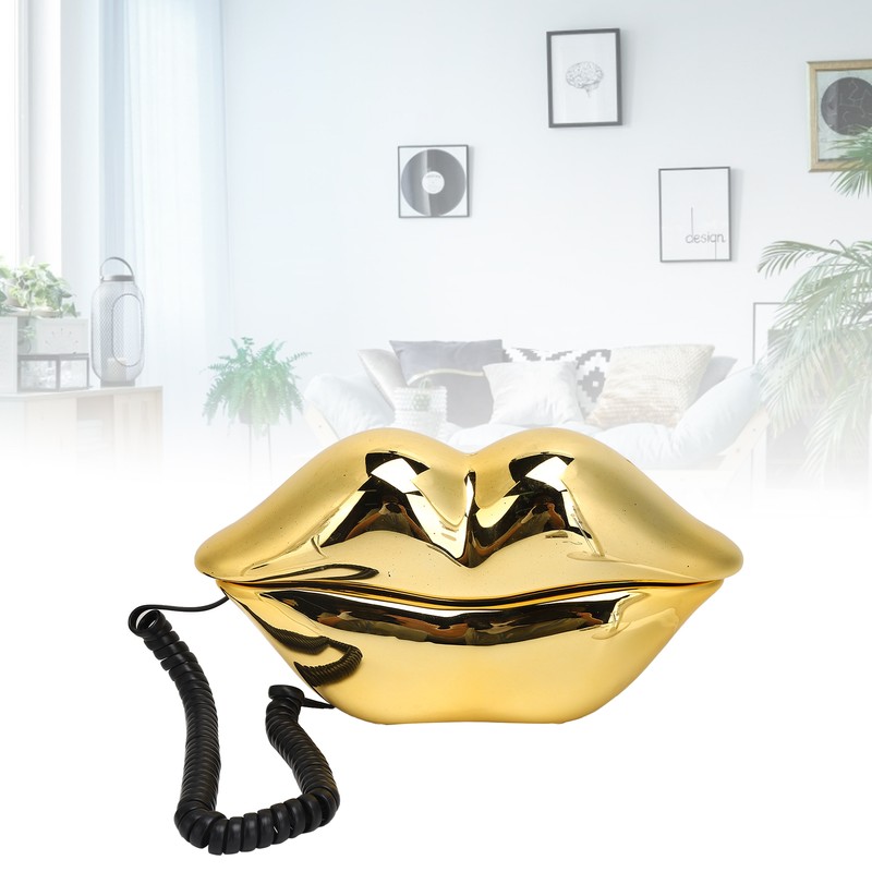 Electroplating Golden Lip Shape Telephone with Telephone Line for Home