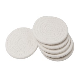 Anzirose Handmade Round Cotton Woven Coasters Braided Cup WAD Coasters Absorbent Woven Coasters Hot Pads Mats for Drink Coffee Cup Home Kitchen Heat-Resistant Reusable Non-Slip - Set of 6 (White)
