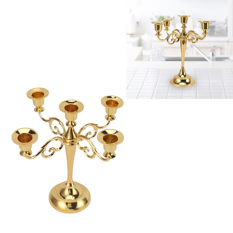 5 Arm Candlestick Holder Iron Retro Decorative Candle Holder Centerpiece