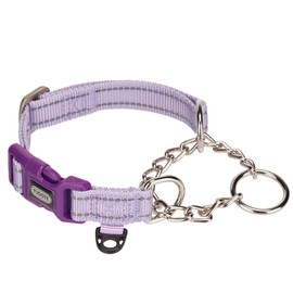 YUDOTE Reflective Martingale Dog Collar with Steel Chain and Quick Release Buckle Adjustable Nylon No Pull Safe Training Collars,Lilac,Medium