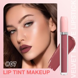 BINGBRUSH Super Stay Matte Longwear No-Budge Liquid Lipstick Makeup,Highly Pigmented Color and Instant Shine, Cheeky, Soft Matte Lip Cream Lightweight Lipgloss (07#, Pack of 1)