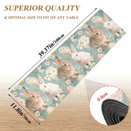 Easter Trivet Table Runner 40 Inches Long Easter Rabbit Daisy Heat Resistant Hot Pad Multi Purpose Mat for for Hot Pots Pans Kitchen Countertops