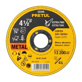 Pretul DICOF-4516P, Disco tipo 41, para corte fino de metal, 1.6 mm, 4-1/2", 1 pieza