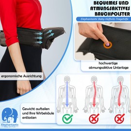Elephantastic Baby Hüftsitz Tragehilfe -125cm + 40cm Verlängerung- Ergonomischer Hüftgurt für Neugeborene & Kleinkinder, Verstellbarer Tragetuchgurt, Leicht & Sicher, Praktischer Stauraum