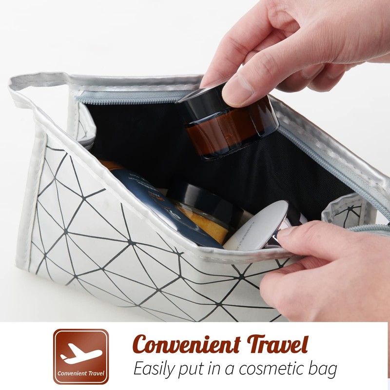 1oz Glass Jar with Lid, Hoa Kinh 25Pack Amber Round