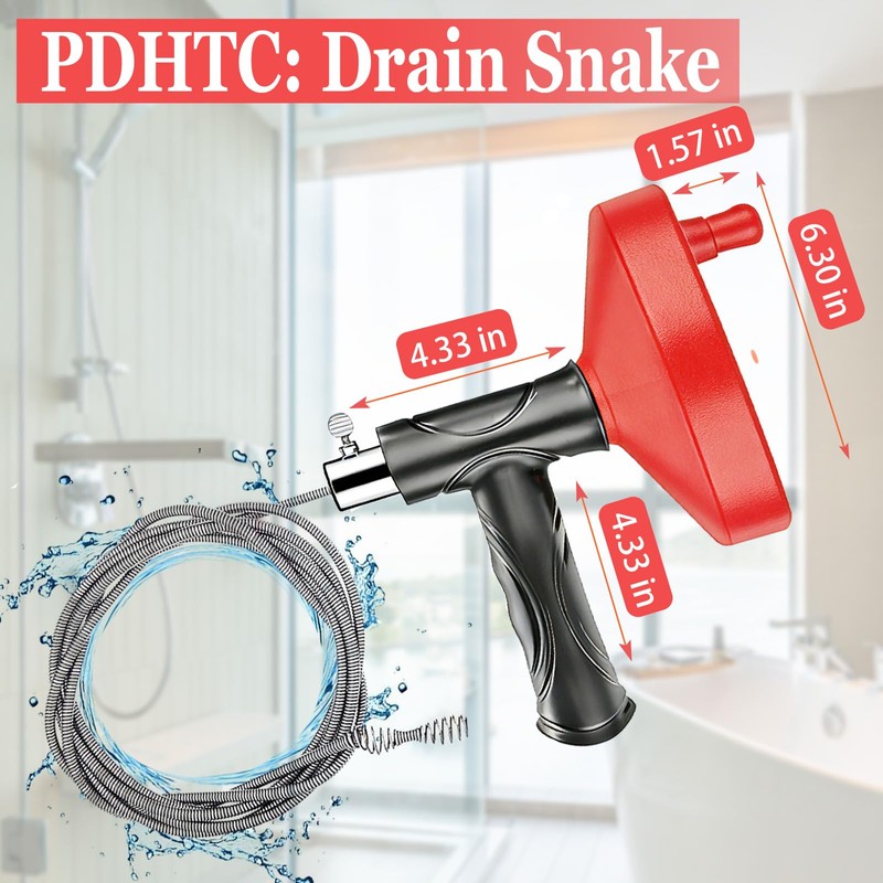 Drain Snake Auger 33 Ft, Plumbing Snake Drain Hair Clog