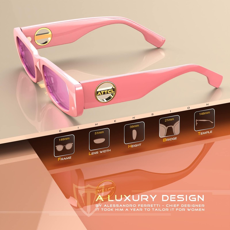 ATTCL Polarised Women's Rectangular Frame Sunglasses Trendy Chunky Sunglasses with