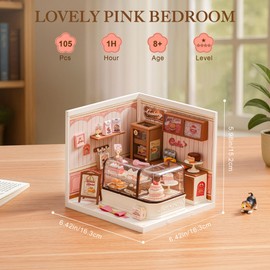 ROBOTIME Super Creator Kits, Plastic Mini House, Expandable Plastic Craf, DIY Miniature House Kit with LED for Teens &Adults, Building Set for Creative Play Unique Hobby Gift (Tasty Cake Shop)