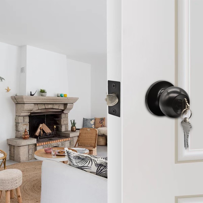 TPard 5" Backset Latch Keyed Entry Door Knob with Lock