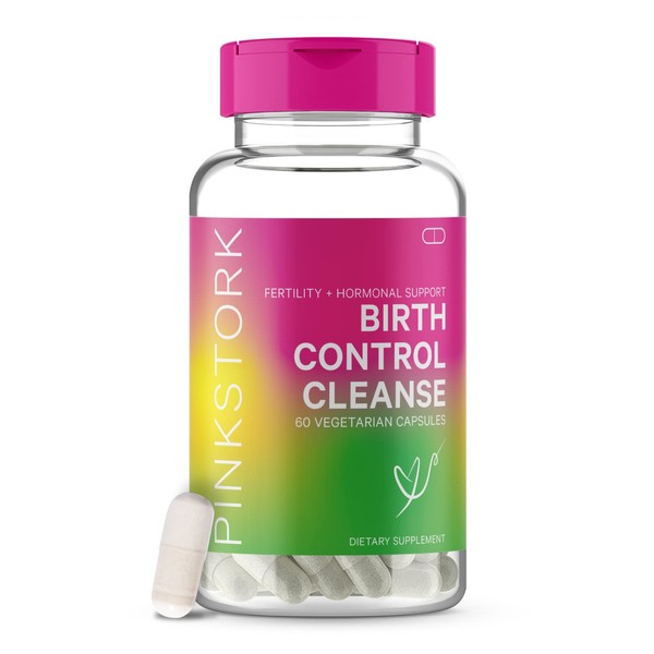 Pink Stork Birth Control Cleanse: Cycle and Fertility Support, Vitex, Zinc, Vitamin B6, Fertility Supplements for Women, PMS & Period Relief, Women-Owned, 60 Capsules