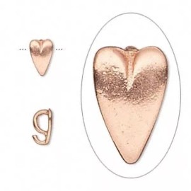 JBB Findings Bail, 4 Copper Plated Brass 8x5.5mm Heart Bail For Pendants with Hidden Hook *