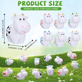 Sonwyoung 96 Pcs Cows Rubber Bath Toy Squeak Floating Cow Bath Squeeze Sound Mini Farm Animals Rubber Animals Swimming Shower Bathtub Toy for Bathing Shower Bathtub Favors Boys Girls