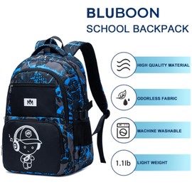 Bluboon - Mochila para niños, camuflaje, para adolescentes, escuela primaria, mochila de viaje, escuela secundaria, Boy-football 2pcs, Una talla, Mochilas Daypack