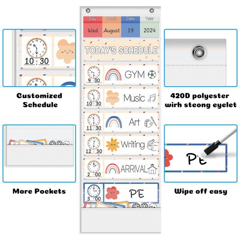 Boczif Daily Schedule Pocket Chart, Emotions Feelings Pocket Chart, Express