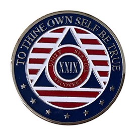 29 Year Alcoholics Anonymous Chip 7th Step Prayer on Back w/Coin Capsule