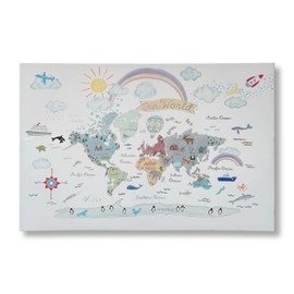 Colleen Karis Designs Rainbow World Canvas Wall Art 24x36, White, Red