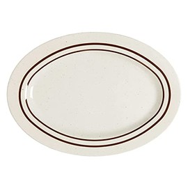 G.E.T. 14" x 10" Ivory Oval Heavy-Duty Melamine Plastic Serving Platter (Set of 12) | for Restaurants, Buffets and Home Use