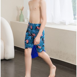 Aivtalk Traje de baño para niños, traje de baño de equipo de natación para jóvenes, secado rápido, UPF 50+, pantalones cortos de natación atléticos 4-12T, Hojas, 10-12 Años