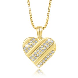 Heart Necklace Made of 925 Silver 18 Carat Gold Plated Shiny Crystals for Women in an Elegant Jewellery Box and Certificate of Authenticity