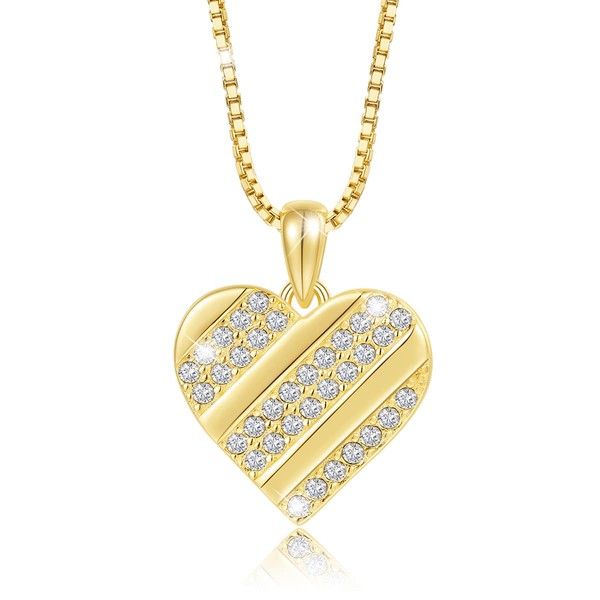 Heart Necklace Made of 925 Silver 18 Carat Gold Plated