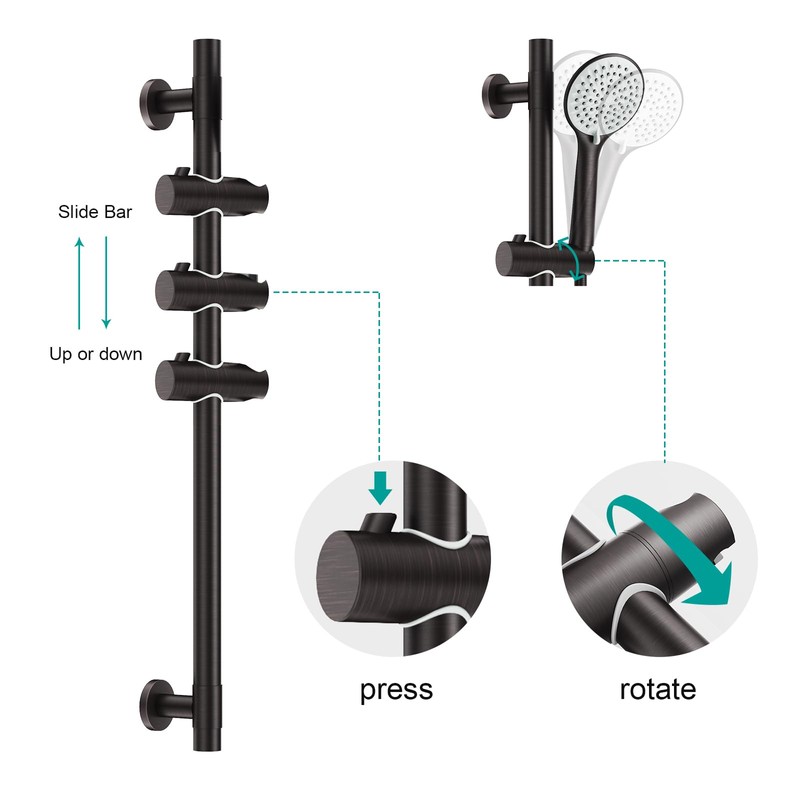 AULEEND Shower Slide Bar Handheld Shower Head with Hose, 5-Function