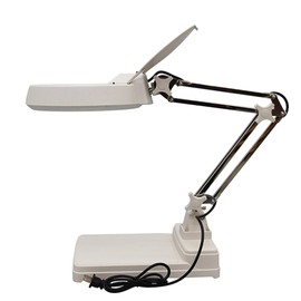 HQHAOTWU 20 x Bench-top Magnifier with LED Lamp White Glass Magnifier Telescopic Stand for Reading Workbench Watch Repair