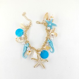 RTY Summer Beach Starfish Shell Choker Necklace Bracelet Hippocampus Statement Chunky Necklace Bracelet Bohemian Ocean Mermaid Jewelry for Women (bracelet)