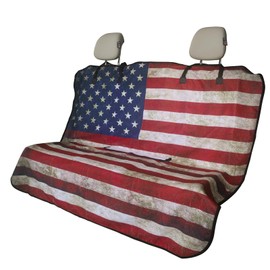 LoyaGour Back Seat Cover for Car Trucks Van SUV Jeep,Waterproof Rear Bench Towel Seat Covers for Dogs and Kids,Automotive Backseat Protector (American Flag)