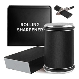 TETEGDCX Afilador de cuchillos rodante profesional, rodillo afilador de cocina con discos de diamantes industriales 400/1000, Proporciona Ángulo Molienda Magnético 15° y 20° (Negro)